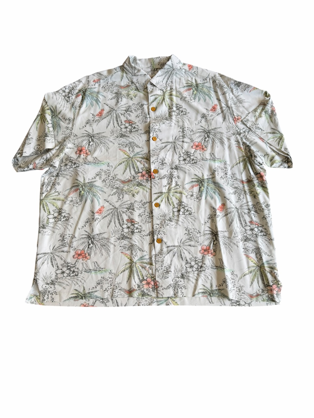 Tommy Bahama 100% Silk Hawaiian Camp Shirt 3XL Tropical Island‎ Print